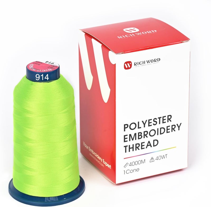 Poolin Richword Selected Green Embroidery Thread 4000M(4374Y) 40WT Polyester Thread 100 Colors Selected for Commercial Multi Needles and Single Needle Embroidery Machine 0914 - Image 1
